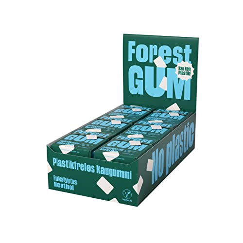FOREST GUM Eukalyptus-Menthol | Plastikfreies Kaugummi mit Eukalyptus Menthol Geschmack | Pflanzliche Zutaten | ohne Zucker | Vegan | 18 x 20 Gramm von Forest Gum