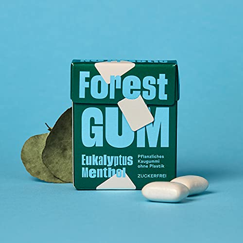 FOREST GUM Eukalyptus-Menthol | Plastikfreies Kaugummi mit Eukalyptus Menthol Geschmack | Pflanzliche Zutaten | ohne Zucker | Vegan | 9 x 20 Gramm von Forest Gum