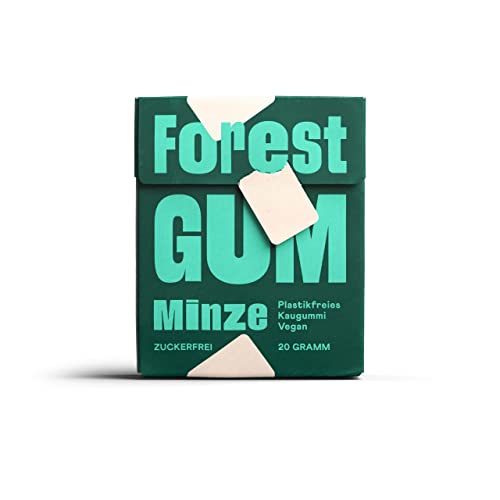 FOREST GUM Minze | Plastikfreies Kaugummi mit Minz-Geschmack | Pflanzliche Zutaten | ohne Zucker | Vegan | 9 x 20 Gramm von Forest Gum