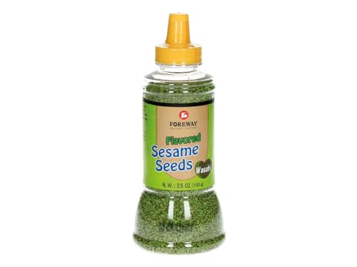 Sesam mit Wasabi Geschmack für Sushi, Salat - Sesame Seeds 100g Spenderflasche grüner Sesamsamen Sesam mit Wasabi Geschmack für Sushi, Salat - Sesame Seeds 100g Spenderflasche grüner Sesamsamen von Foreway