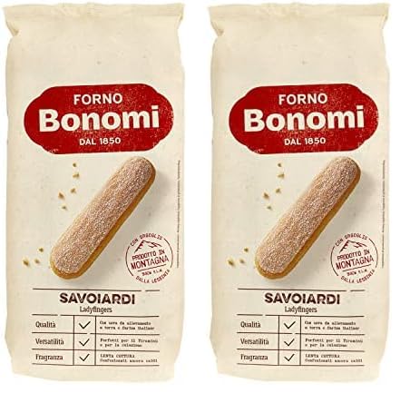 Italienische Löffelbiskuits, Savoiardi, Ladyfingers, für Tiramisu, 400g (4 x 100g) (Packung mit 2) von Forno Bonomi