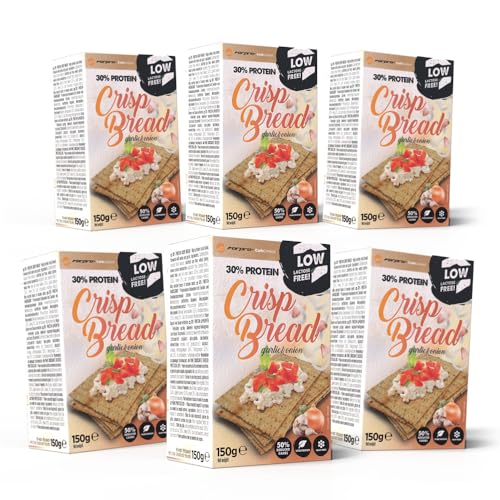 Forpro CarbControl 30% Protein Crisp Bread Garlic & Onion | 6er Pack Knusperbrot | Kohlenhydratarm | Kalorienarme | Brot & Knäckebrot | als Snack pur oder mit Aufstrich von Forpro CarbControl