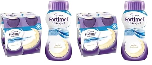 Fortimel® 1.5 kcal Vanille – Hochkalorische Trinknahrung mit allen wichtigen Nährstoffen, Vitaminen, Mineralien und Spurenelementen – 300 kcal und 12 g Eiweiß pro Flasche – 4 x 200 ml (Packung mit 2) von Fortimel