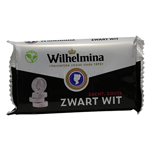 Wilhelmina Zacht, zoute ZWART WIT I vegan I Süßware mit Lakritz I 3 Rollen I 3 x 39 g I aus den Niederlanden von Fortuin