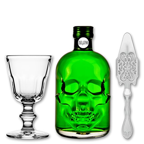 Absinth "Amnesie" 69,9% alc. Vol. + 1x Absinth Glas "Perigord" + 1x Absinth Löffel "Antique" von Fox Spirits