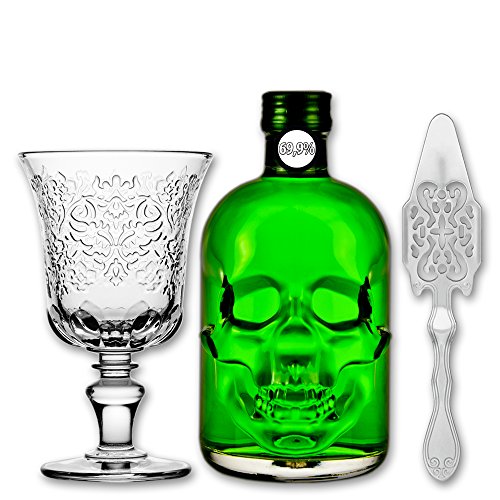 Absinthe "Amnesie" 69,9% alc. Vol. + 1x Absinthe Glas "Amboise" + 1x Absinthe Löffel "Antique" von Fox Spirits