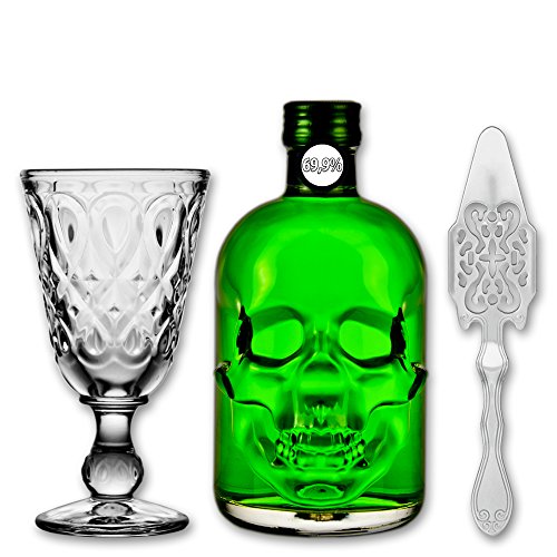 Absinthe "Amnesie" 69,9% alc. Vol. + 1x Absinthe Glas "Lyonnais" + 1x Absinthe Löffel "Antique" von Fox Spirits