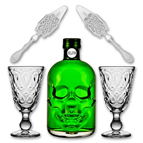 Absinthe"Amnesie" 69,9% alc. Vol. + 2x Absinthe Glas"Lyonnais" + 2x Absinthe Löffel"Antique" von Fox Spirits