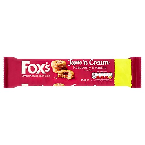 Fox's Jam 'n Cream Himbeere & Vanille Geschmack 150g (12 x 150g) von Fox's