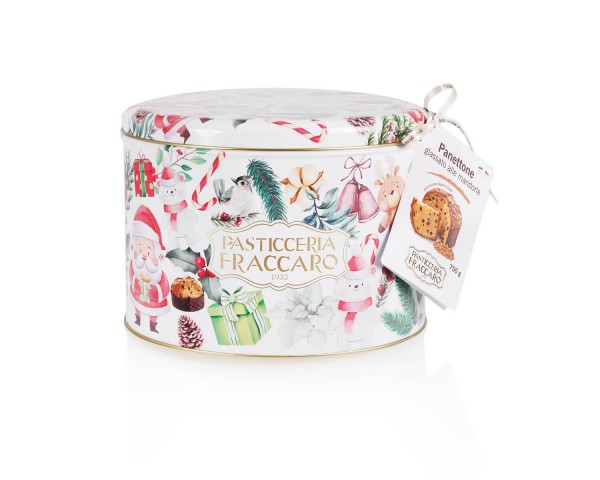 Fraccaro Panettone Glassato Alle Mandorle in der Weihnachtsdose von Fraccaro