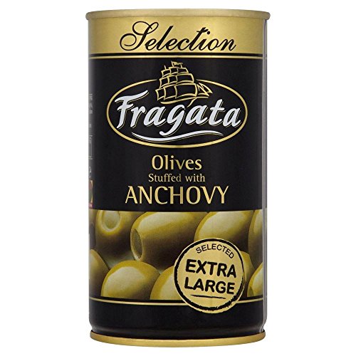 Fragata gefüllt mit Anchovis Extra Large Oliven in Öl (350 g) - Packung mit 2 von Fragata