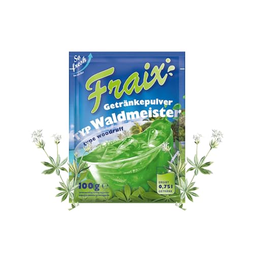 FRAIX Getränkepulver Waldmeister, 25er Pack (25 x 100g) Vorteilspack, Erfrischend Instant Pulver mit Blumig Geschmack, Fruchtpulver perfekt für Picknik, Geburtstagsparty von Fraix