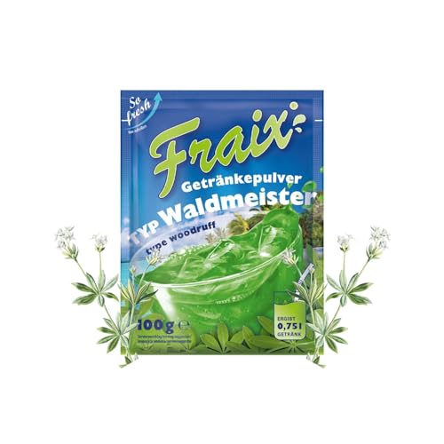 FRAIX Getränkepulver Waldmeister, 50er Pack (50 x 100g) Vorteilspack, Erfrischend Instant Pulver mit Blumig Geschmack, Fruchtpulver perfekt für Picknik, Geburtstagsparty von Fraix