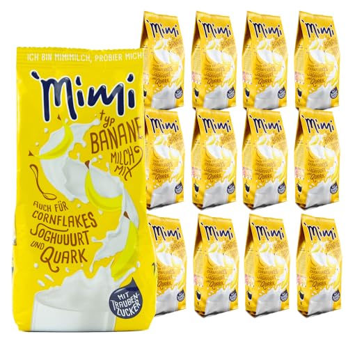 Mimi Milchmix Banane Getränkepulver 12 x 400g - Vorratspack - Milchlösliches Getränkepulver mit Bananen-Geschmack - Warm und kalt löslich. Ideal für Freizeit, Büro, große Familie von Fraix