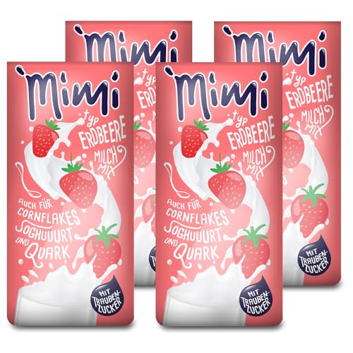 Mimi Milchmix Erdbeere Getränkepulver 4 x 400g - Milchlösliches Milchmixgetränke - 4er Probierpaket - Strawberry für die Verfeinerung von Müsli, Joghurt, Quark oder Shakes von Fraix