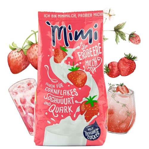 Mimi Milchmix Erdbeere Getränkepulver 6 x 400g - 6er Pack - Milchlösliches Getränkepulver mit Strawberry-Geschmack - Warm und kalt löslich. Ideal für Freizeit, Camping, Unterwegs von Fraix