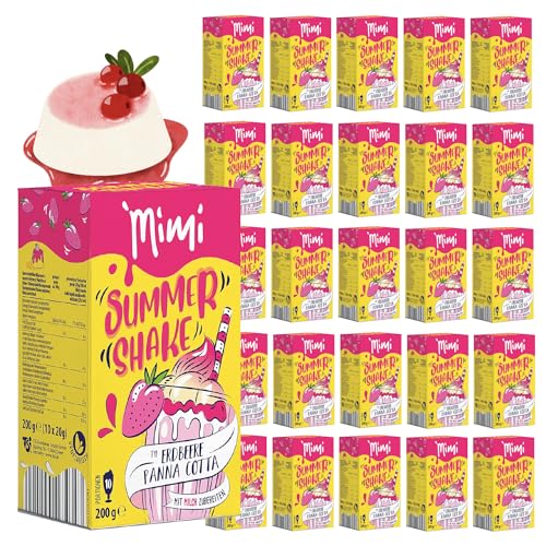 Mimi Sommer Shake 32 x 200g á 10 Portionen Erdbeere Panna Cotta Urlaubsgefühl im Glas - Lösliches Instant Getränkepulver - Sommergetränk, 320 mal Sommergenuss von Fraix