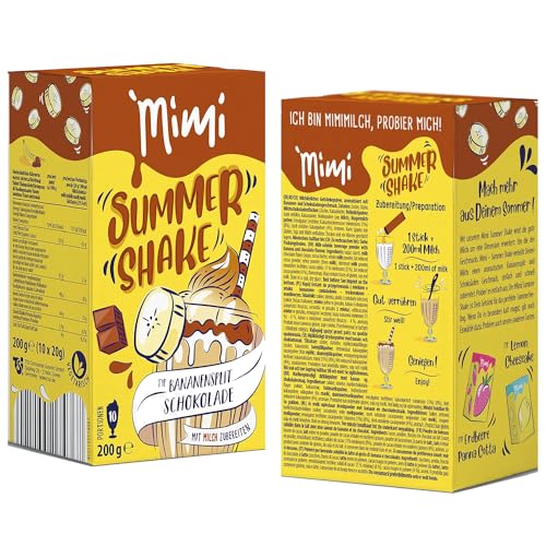 Mimi Sommer Shake Bananensplit Schokolade 16 x 200g á 10 Portionen - Vorteilspack - Erfrischendes Sommergetränk, lösliches Getränkepulver für Party von Fraix