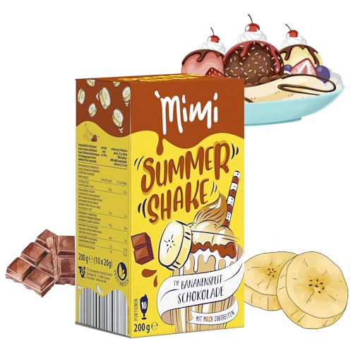 Mimi Sommer Shake Bananensplit Schokolade 24 x 200g á 10 Portionen Milkshake Pulver - Leckeres Sommergetränk, lösliches Getränkepulver mit Banana Split Geschmack - 24er Vorrratspackung von Fraix