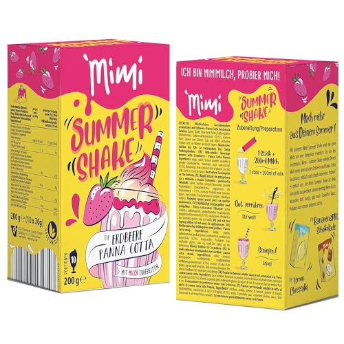 Mimi Sommer Shake Erdbeere Panna Cotta 16 x 200g á 10 Portionen - Vorteilspack - Erfrischendes Sommergetränk, lösliches Getränkepulver mit Strawberry Geschmack - Fruchtig von Fraix