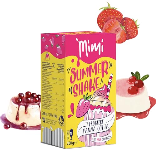 Mimi Sommer Shake Erdbeere Panna Cotta 24 x 200g á 10 Portionen Milkshake Pulver - Leckeres Sommergetränk, lösliches Getränkepulver mit Strawberry Geschmack - 24er Vorrratspackung von Fraix