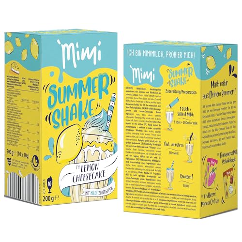 Mimi Sommer Shake Lemon Cheesecake 16 x 200g á 10 Portionen - Vorteilspack - Erfrischendes Sommergetränk, lösliches Getränkepulver mit Zitronen Käsekuchen Geschmack - Fruchtig von Fraix