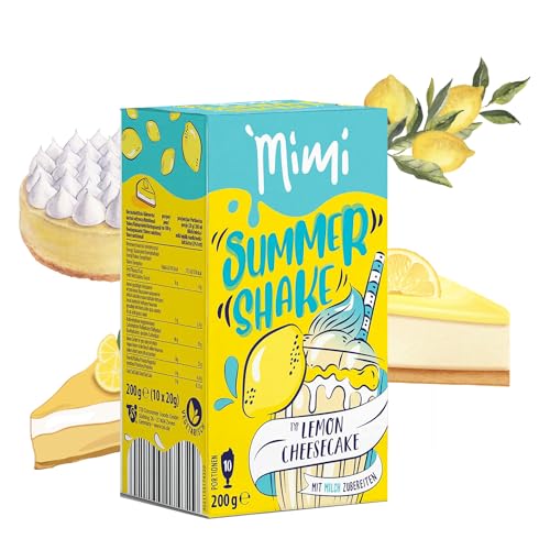 Mimi Sommer Shake Lemon Cheesecake 24 x 200g á 10 Portionen Milkshake Pulver - Leckeres Sommergetränk, lösliches Getränkepulver mit Zitronen Käsekuchen Geschmack - 24er Vorrratspackung von Fraix