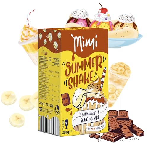Mimi Summer Shake Bananensplit Schokolade 8 x 200g á 10 Portionen - Einfach mit Milch oder Milchersatz zubereiten - Erfrischendes Sommergetränk, lösliches Getränkepulver für Familie von Fraix