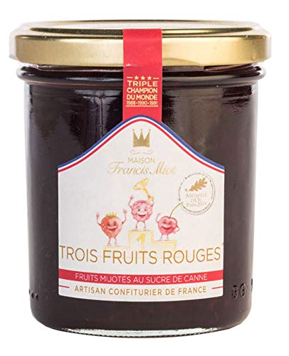 Francis Miot - Handwerklich hergestellter Fruchtaufstrich 'Trois Fruits Rouges' mit Sauerkirsche, Erdbeere und Himbeere (60% Fruchtanteil) - 220 g - Gewinner Gold-Medaille Paris 2015 von Francis miot
