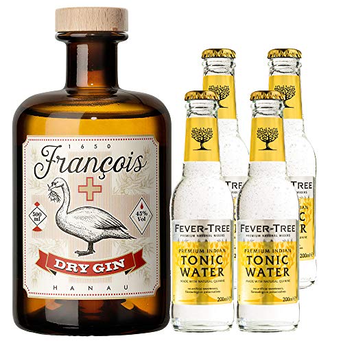 Francois Hanau Dry Gin & 4 x Fever Tree Indian Tonic 0,2 Liter von Francois Hanau Dry Gin