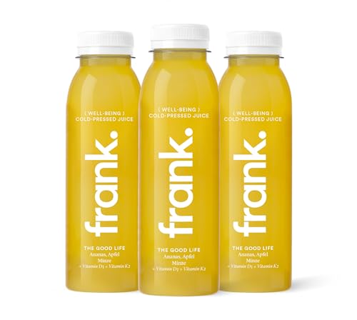 FRANK JUICE THE GOOD LIFE, kaltgepresster veganer Saft mit Ananas, Apfel und Minze, inkl. EINWEG-PFAND 3,00€, 12 x 330ml von Frank Juice