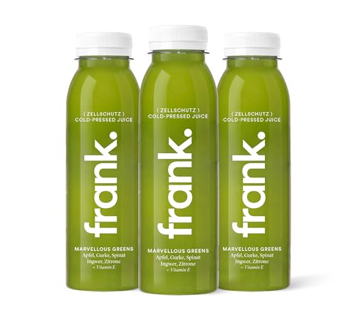 FRANK JUICE MARVELLOUS GREENS, kaltgepresster veganer Saft mit Apfel, Gurke, Spinat, Ingwer und Zitrone, inkl. EINWEG-PFAND 3,00€, 12 x 330ml von Frank Juice