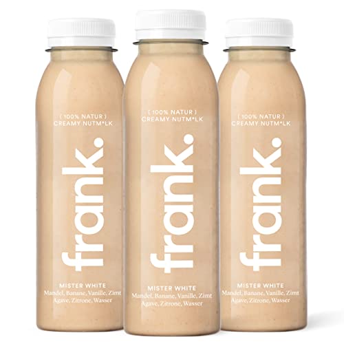 FRANK JUICE MISTER WHITE, kaltgepresster veganer Saft mit Mandeln, Banane, Vanille, Zimt, Agave und Zitrone, inkl. EINWEG-PFAND 3,00€, 18 x 330ml von Frank Juice