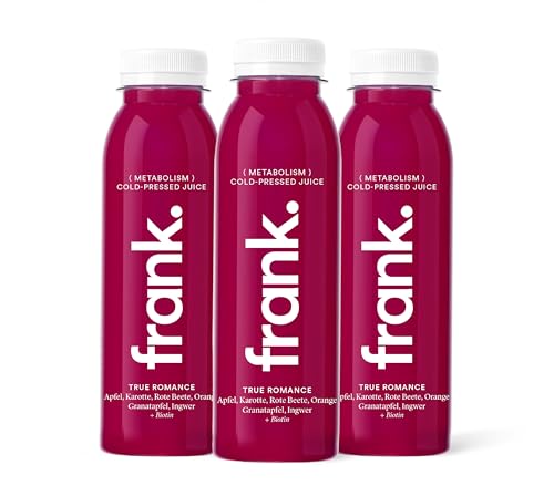 FRANK JUICE TRUE ROMANCE, kaltgepresster veganer Saft mit Roter Beete, Apfel, Karotte, Granatapfel und Ingwer, inkl. EINWEG-PFAND 3,00€, 12 x 330ml von Frank Juice