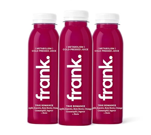 FRANK JUICE TRUE ROMANCE, kaltgepresster veganer Saft mit Roter Beete, Apfel, Karotte, Granatapfel und Ingwer, inkl. EINWEG-PFAND 3,00€, 12 x 330ml von Frank Juice
