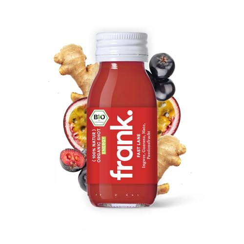 FRANK SHOT Fast Lane - 14 x 60ml - Bio Ingwer-Shots mit Guarana, Mate und Passionsfrucht in Premium Qualität, Vegan, Nachhaltig im Glas von Frank Juice