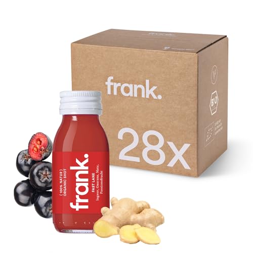 FRANK SHOT Fast Lane - 28 x 60ml - Bio Ingwer-Shots mit Guarana, Mate und Passionsfrucht in Premium Qualität, Vegan, Nachhaltig im Glas, Ohne Konservierungsstoffe von Frank Juice