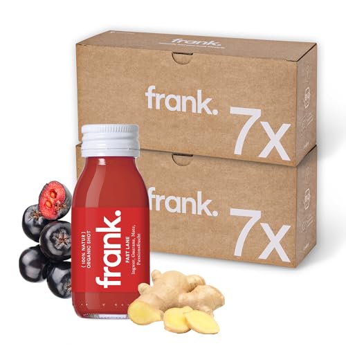 FRANK SHOT Fast Lane - 14 x 60ml - Bio Ingwer-Shots mit Guarana, Mate und Passionsfrucht in Premium Qualität, Vegan, Nachhaltig im Glas von Frank Juice