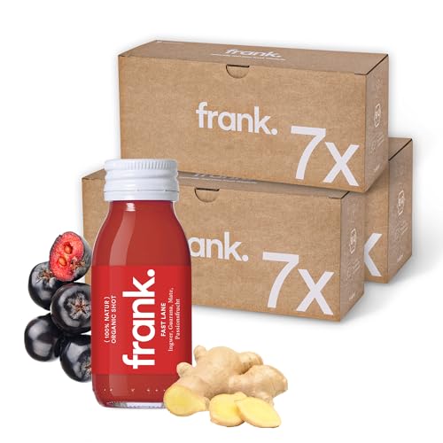 FRANK SHOT Fast Lane - 21 x 60ml - Bio Ingwer-Shots mit Guarana, Mate und Passionsfrucht in Premium Qualität, Vegan, Nachhaltig im Glas von Frank Juice