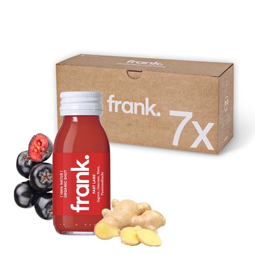 FRANK SHOT Fast Lane - 7 x 60ml - Bio Ingwer-Shots mit Guarana, Mate und Passionsfrucht in Premium Qualität, Vegan, Nachhaltig im Glas von Frank Juice