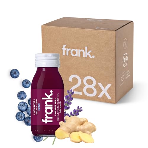 FRANK SHOT Lavender Skies - 28 x 60ml - Bio Ingwer-Eisen-Shots mit Heidelbeere und Lavendel, Vegan, Nachhaltig im Glas, Ohne Konservierungsstoffe von Frank Juice