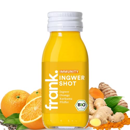 FRANK SHOT Wake Up Call - 14 x 60 ml - Bio Ingwer-Shots mit Kurkuma und Orange in Premium Qualität, Vegan, Nachhaltig im Glas, ohne Konservierungsstoffe von Frank Juice