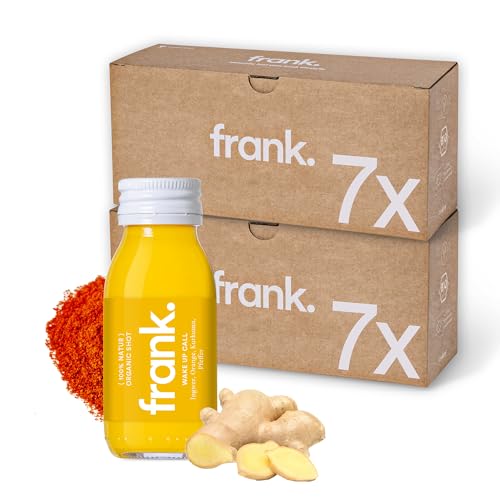 FRANK SHOT Wake Up Call - 14 x 60 ml - Bio Ingwer-Shots mit Kurkuma und Orange in Premium Qualität, Vegan, Nachhaltig im Glas, ohne Konservierungsstoffe von Frank Juice