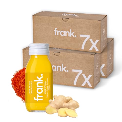 FRANK SHOT Wake Up Call - 21 x 60 ml - Bio Ingwer-Shots mit Kurkuma und Orange in Premium Qualität, Vegan, Nachhaltig im Glas, ohne Konservierungsstoffe von Frank Juice