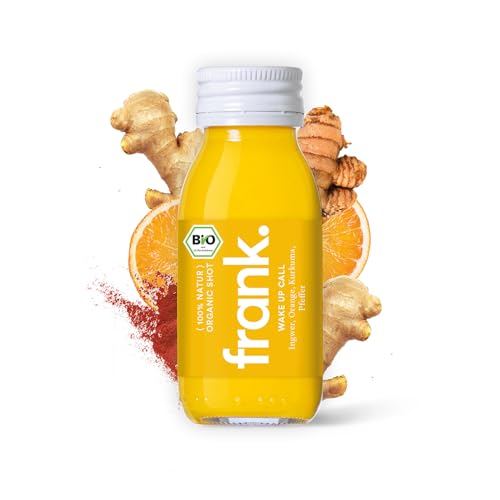 FRANK SHOT Wake Up Call - 28 x 60 ml - Bio Ingwer-Shots mit Kurkuma und Orange in Premium Qualität, Vegan, Nachhaltig im Glas, ohne Konservierungsstoffe von Frank Juice