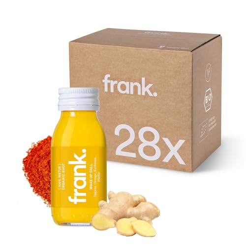 FRANK SHOT Wake Up Call - 28 x 60 ml - Bio Ingwer-Shots mit Kurkuma und Orange in Premium Qualität, Vegan, Nachhaltig im Glas, ohne Konservierungsstoffe von Frank Juice