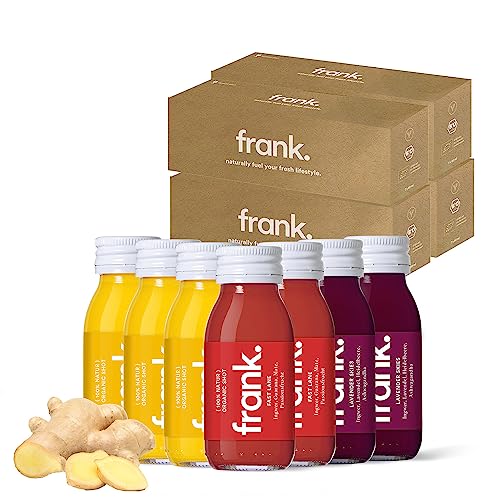 FRANK SHOTKUR - 28 x 60ml - 4 Wochen, Bio Ingwer-Shots mit verschiedenen Ingwer-Gehalten, innovative Mischungen, Vegan, Nachhaltig im Glas, Ohne Konservierungsstoffe von Frank Juice