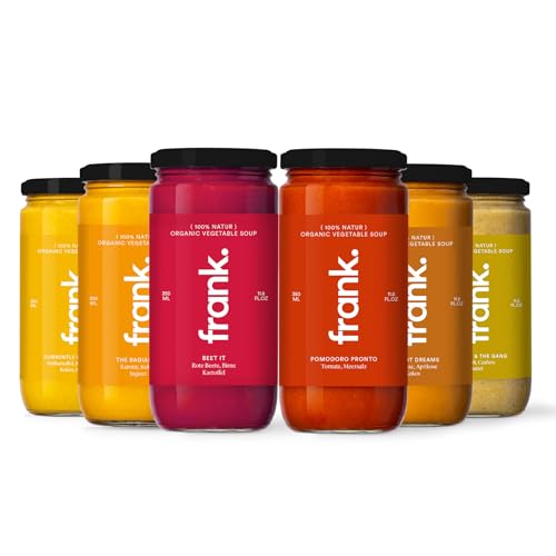 frank. Probierset Soups - 6 Bio-Suppen im Glas aus Gemüse - Vegane Gemüsesuppen, Clean Eating geeignet, 6x350ml frank. Probierset Soups - 6 Bio-Suppen im Glas aus Gemüse - Vegane Gemüsesuppen, Clean Eating geeignet, 6x350ml von Frank Juice