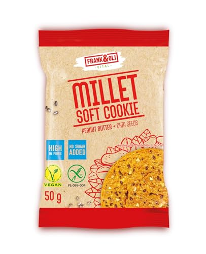 Vegan Hirse Keks Frank & Oli, mit Erdnussbutter und Salbei (Chia) Samen, 50g von Frank&oli