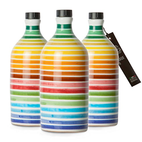 Muraglia Olivenöl nativ extra Peranzana arcobaleno/im Krug mit Streifen 3 x 500 ml (1500 ml) von Frantoio Muraglia
